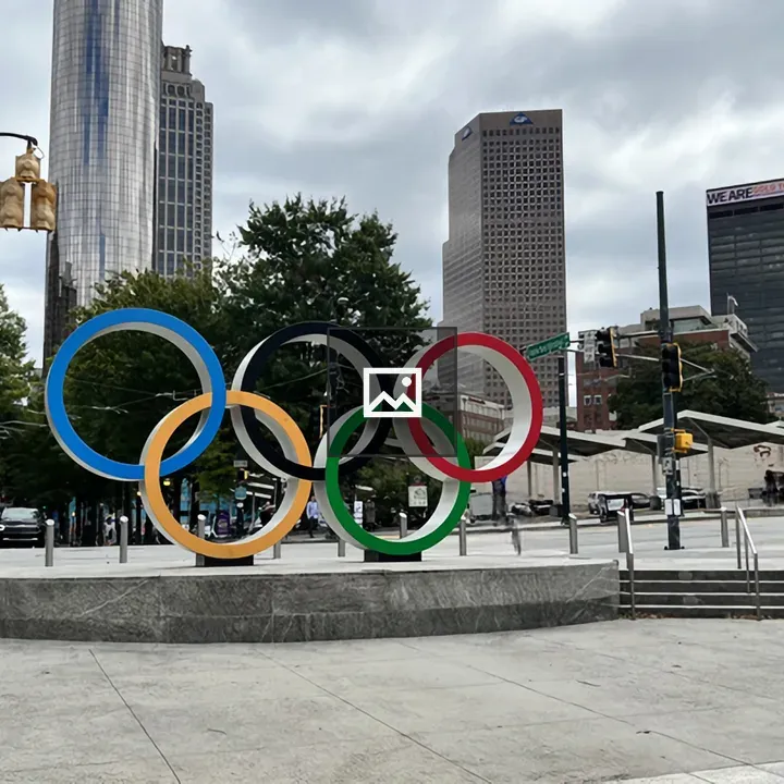 Olympic Rings statue in Centennial Park