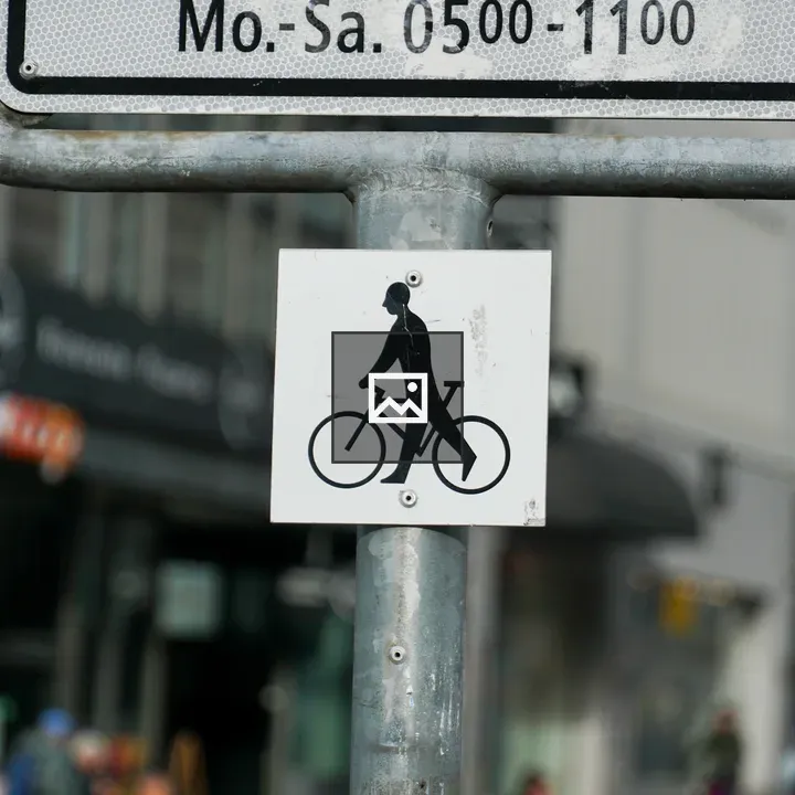 Street Sign with Pedestrian Bicycle Graphic