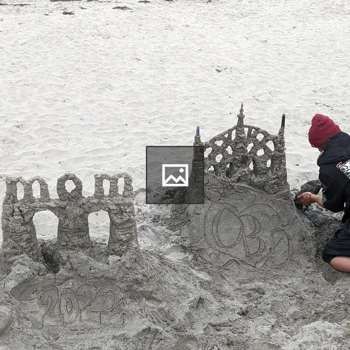 Sand art on California beach