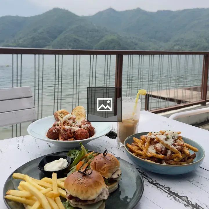 Outdoor dining setup with dishes