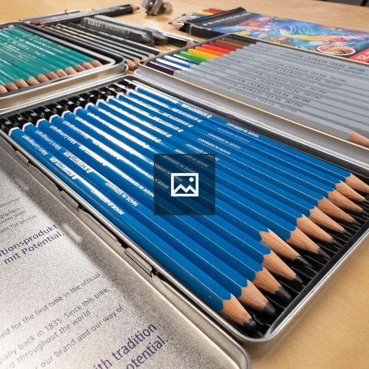 Drawing pencils and sharpener