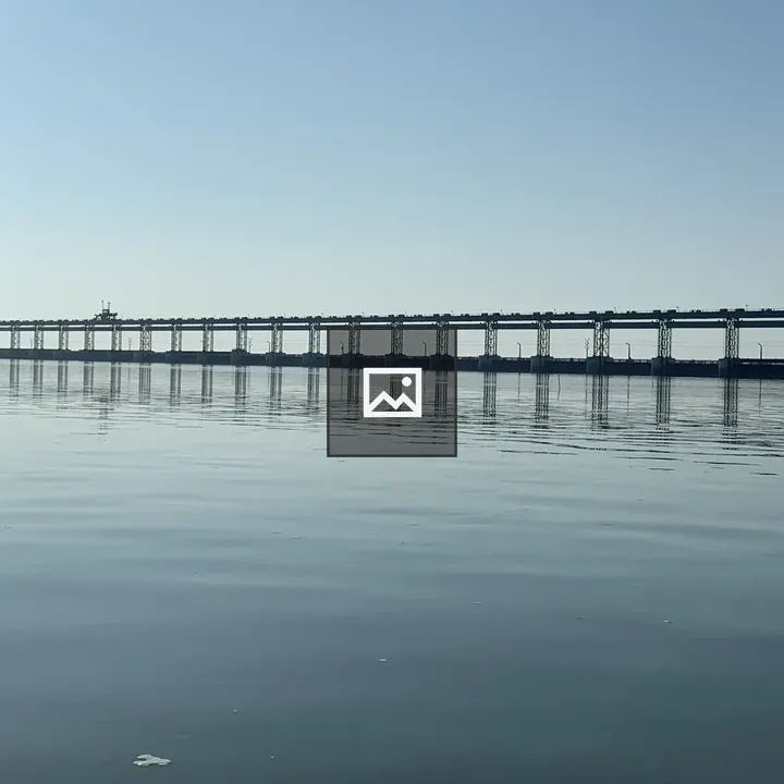 Long bridge over a river in Nepal