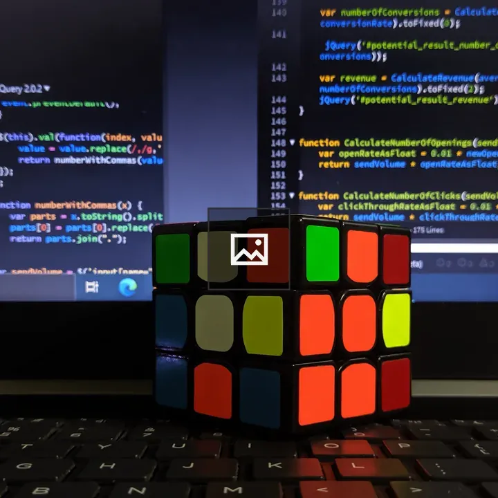 Rubik's Cube with code background
