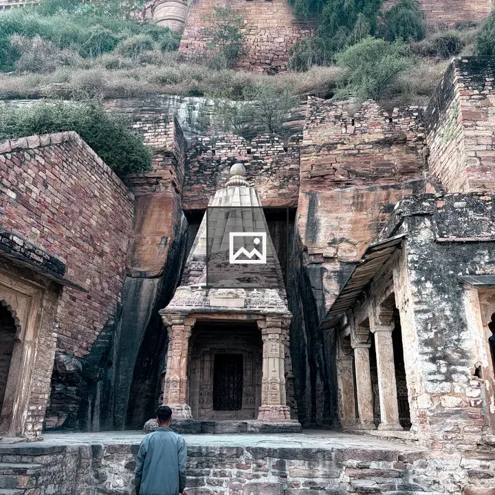 Temple Structure with Carved Walls