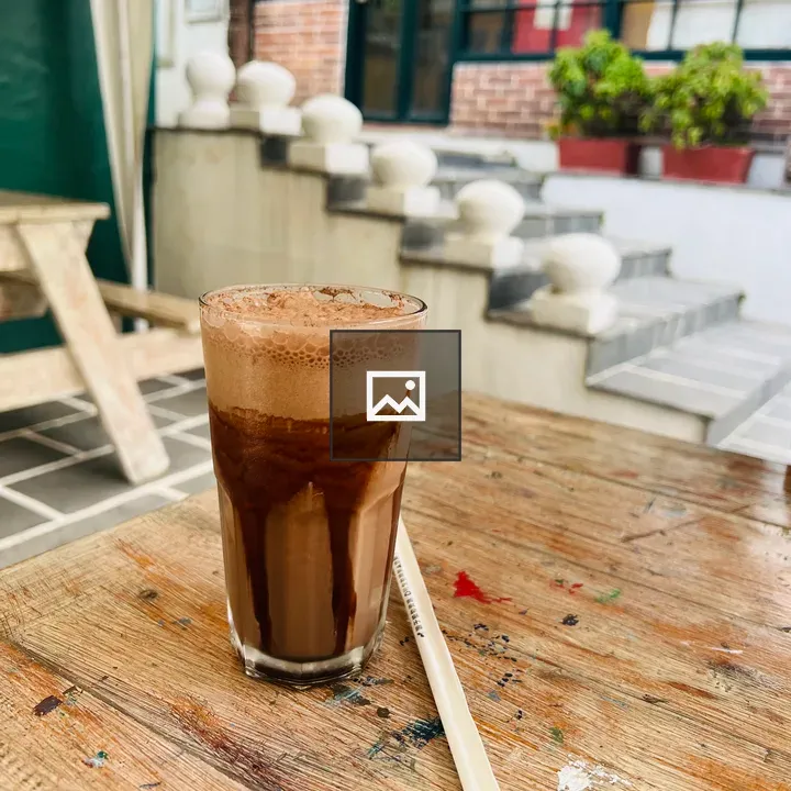 Blended Mocha on Wooden Table