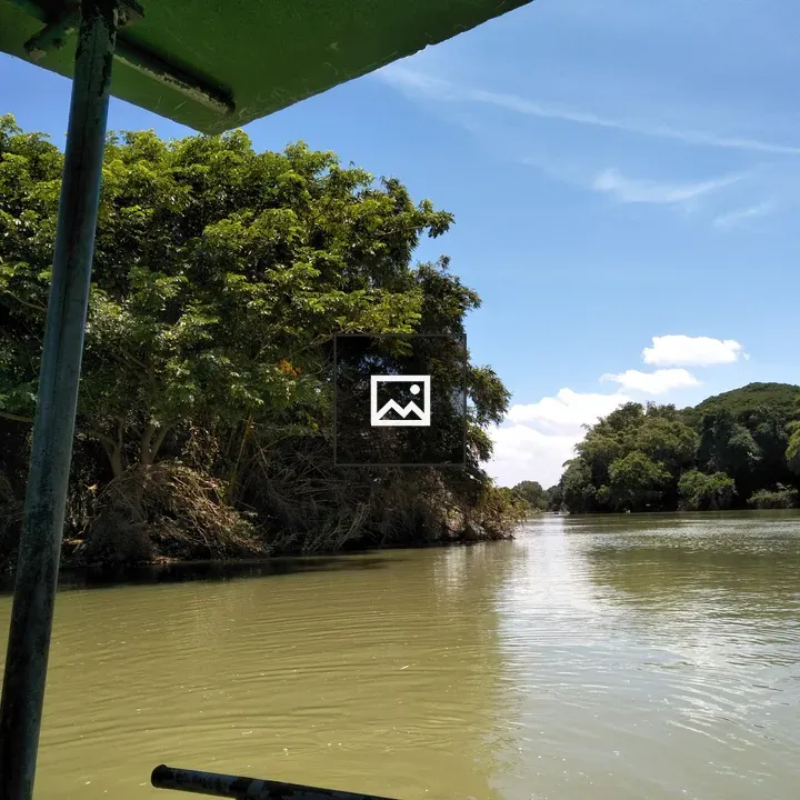 Boat view over serene lake