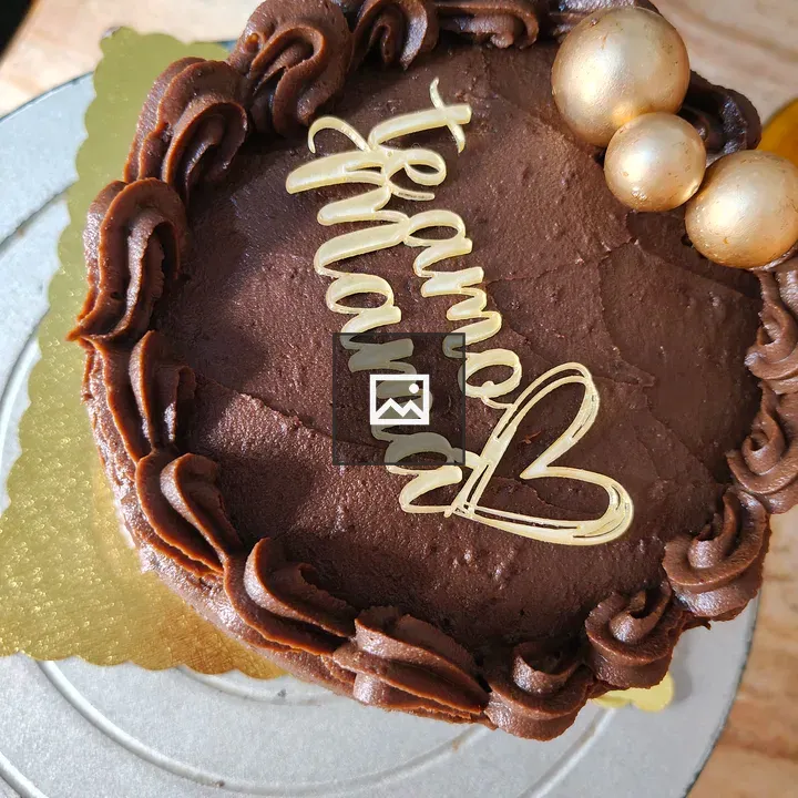 Chocolate cake with icing message