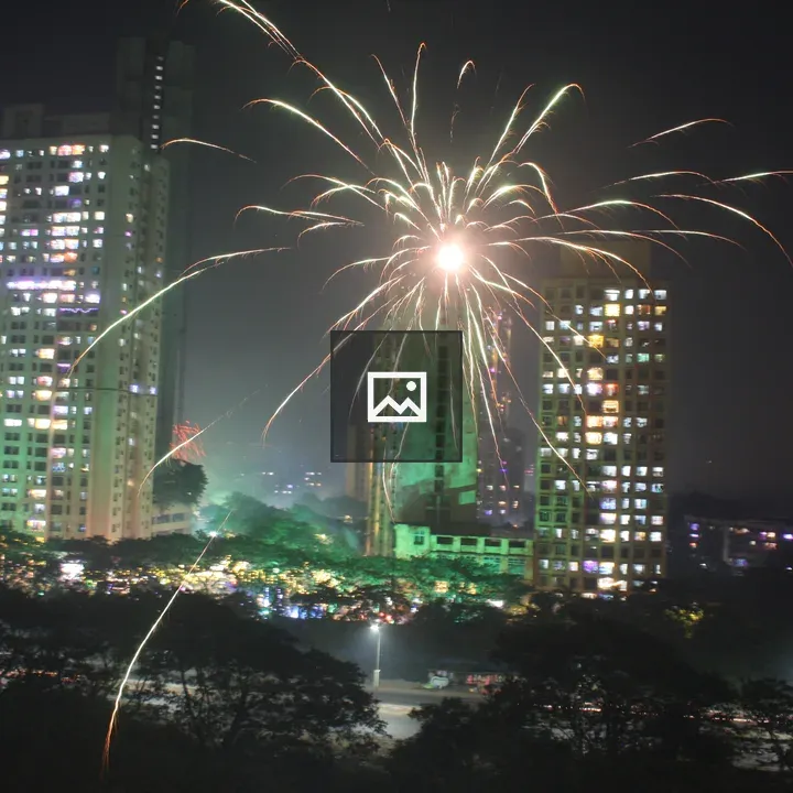 Diwali Fireworks over City Sky