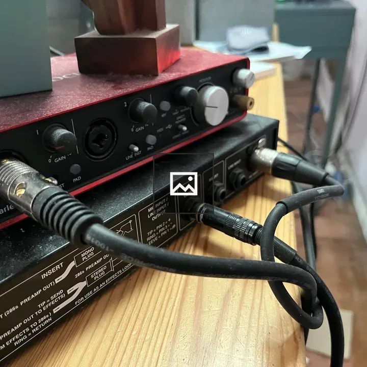 Closeup of audio wires