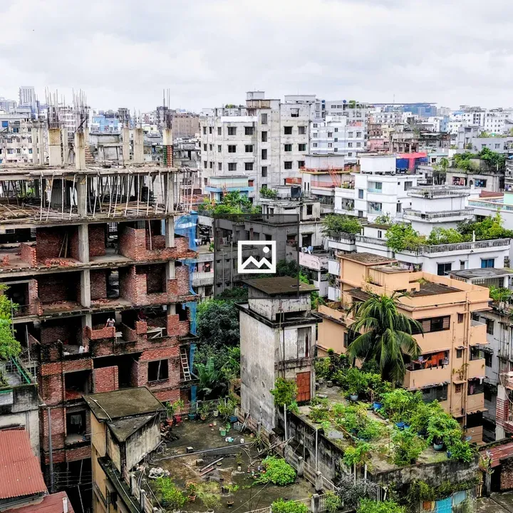 Urban skyline with mixed buildings