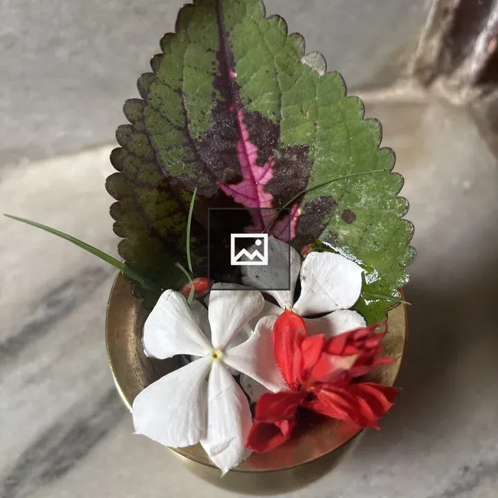 Brass Container with Flowers