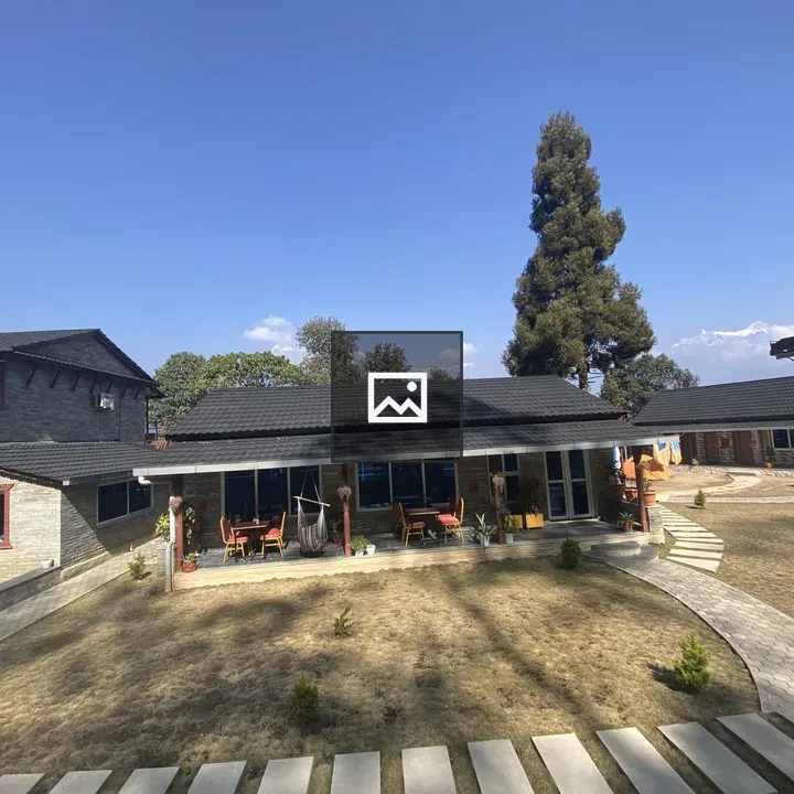 Modern building complex with garden