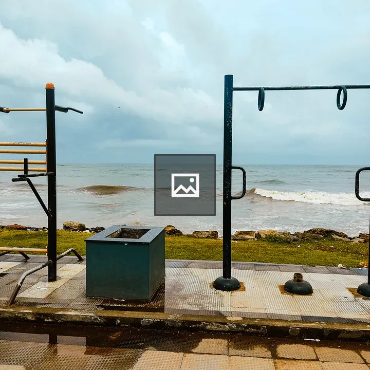 Beachfront Workout Area with Outdoor Equipment