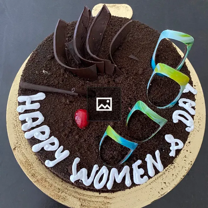 Chocolate cake with Women's Day text