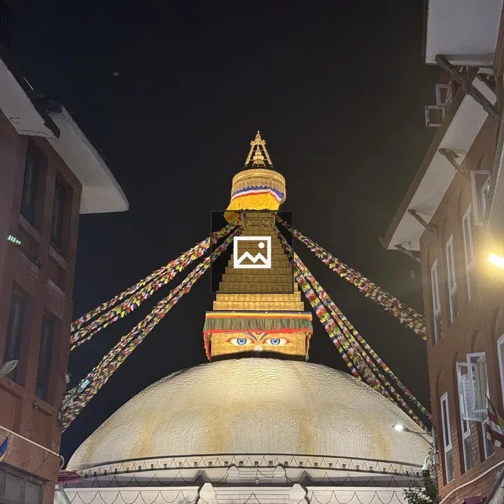 Illuminated Stupa at Night