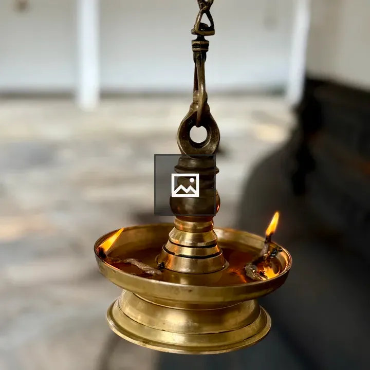 Brass oil lamp close-up