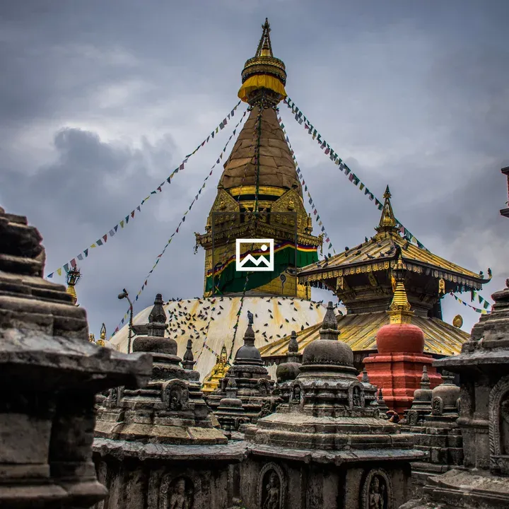Stupa and Surrounding Smaller Stupas