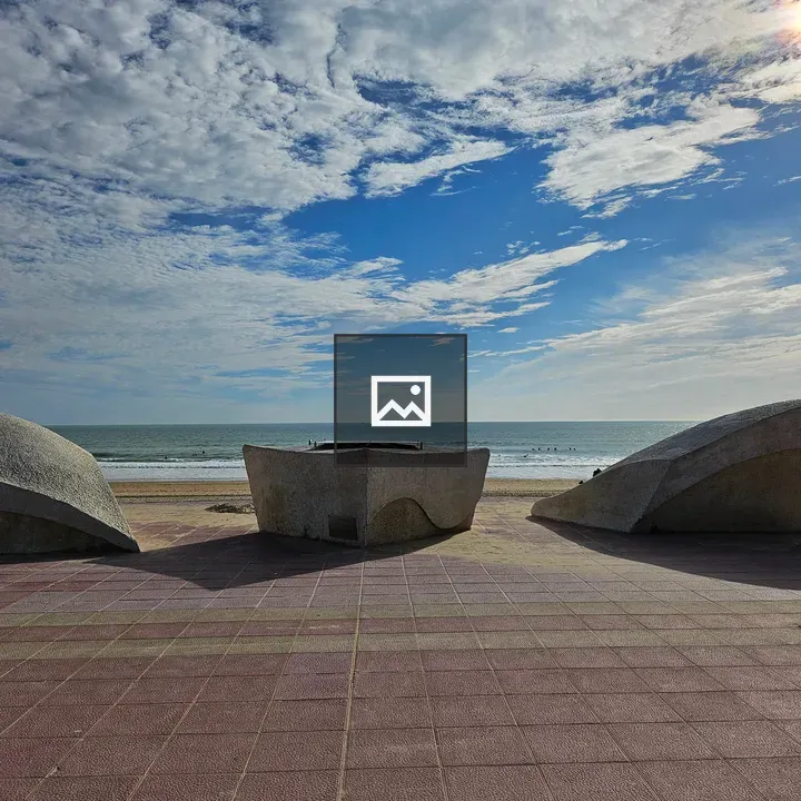 Modern sculpture by the beach