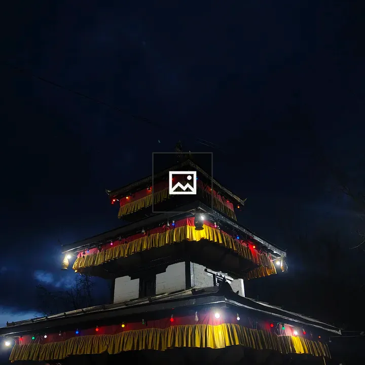 Three-tiered pagoda with lights