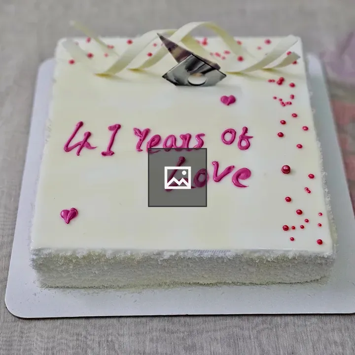 White Square Cake with Pink Icing