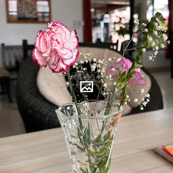 Vase with Pink and White Carnation
