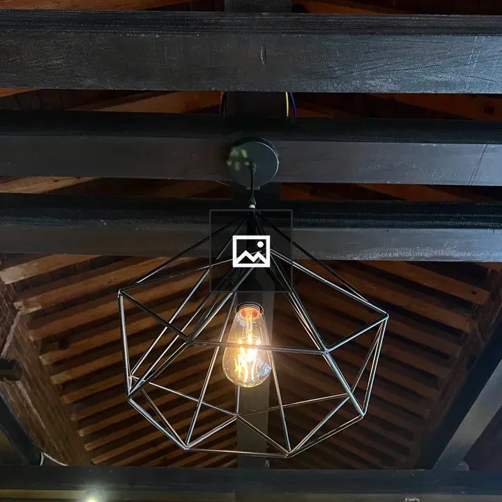 Hanging lamp with diamond cage