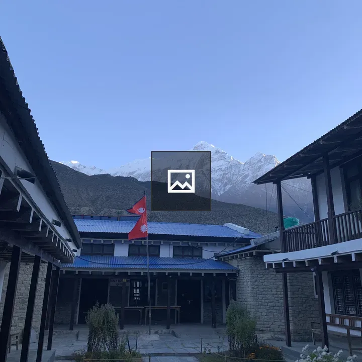 Mountain Courtyard with Nepali Flags