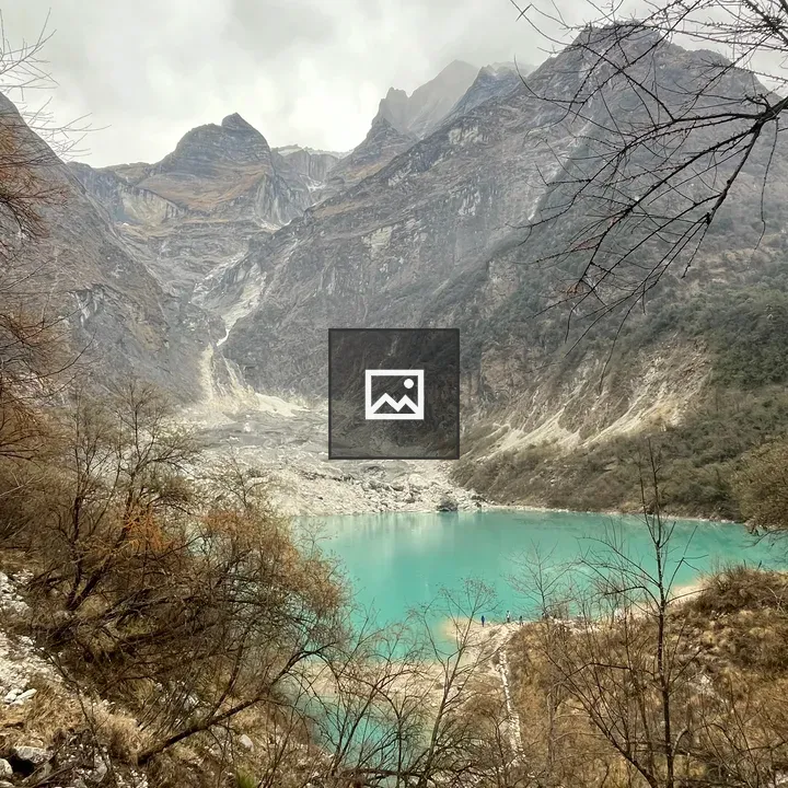 Turquoise lake among mountains