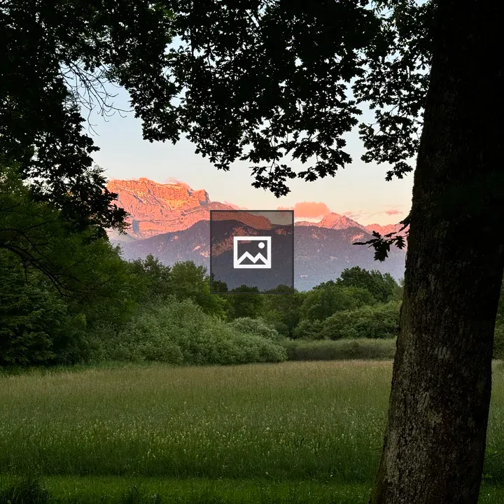 Distant mountains with sunset light