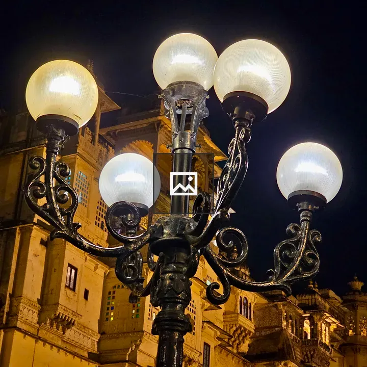 Ornate street lamp at night