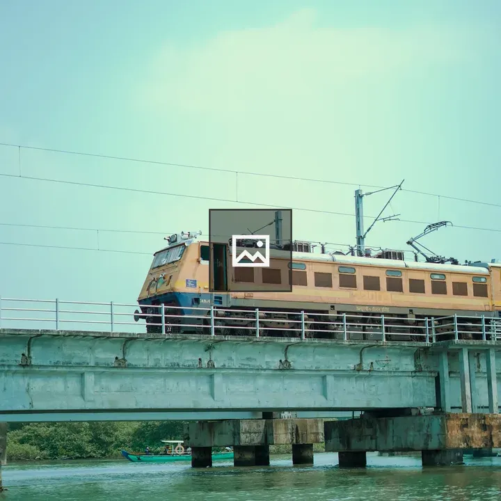 Train with river view