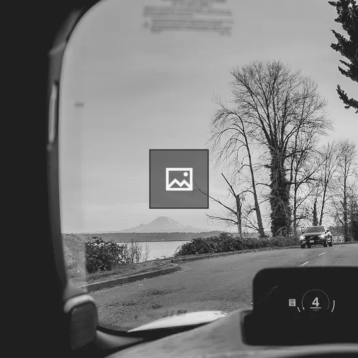 Mount Rainier View from Inside Car