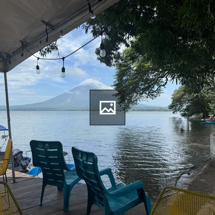 Serene lake view from covered deck