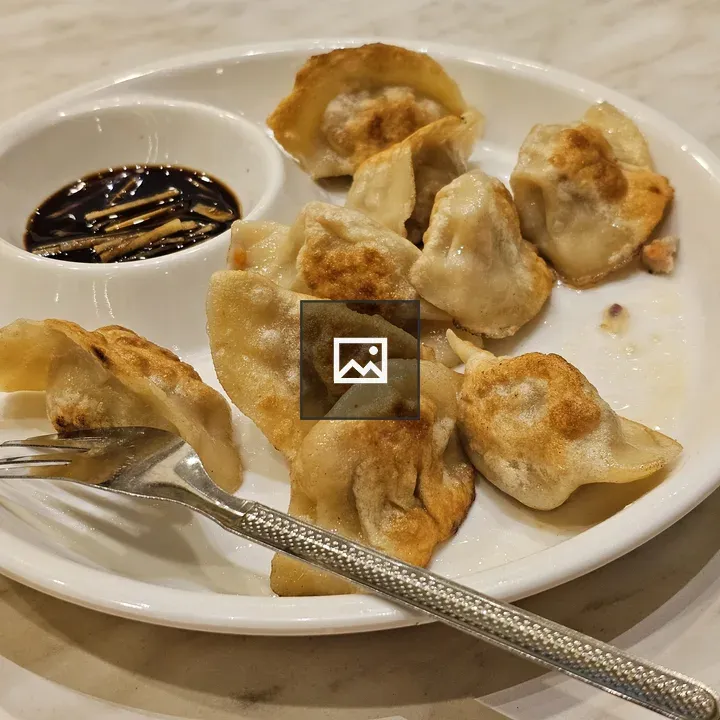 Plate of dumplings and soup