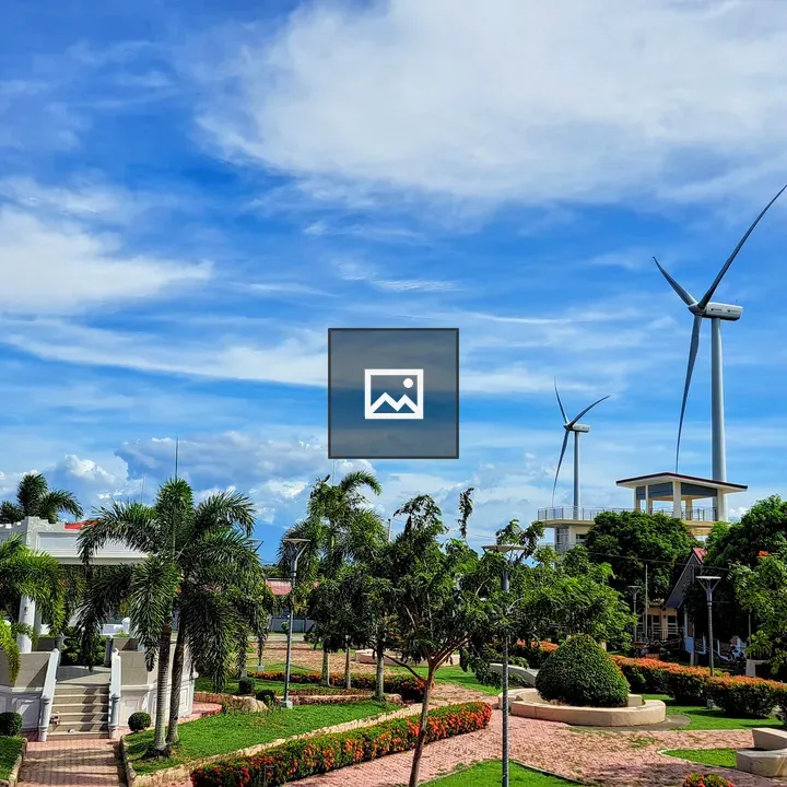 Park Scene with Wind Turbines