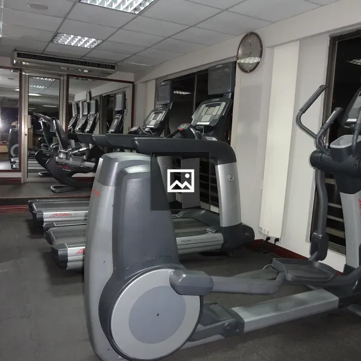 Gym equipment on floor panel