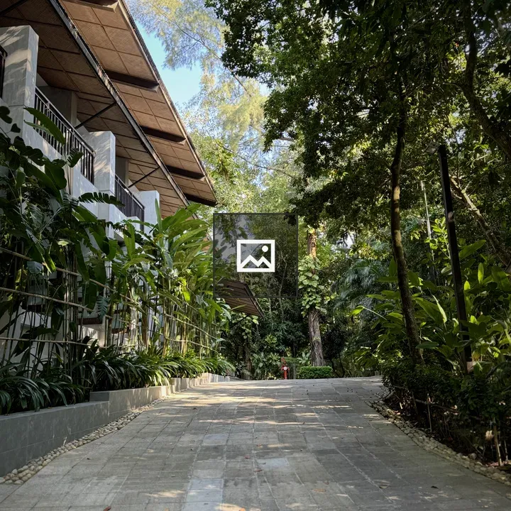 Eco-resort building with tropical plants