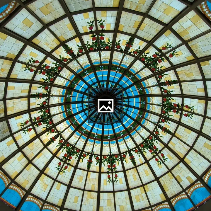 Circular stained glass ceiling pattern