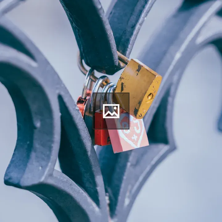 Padlock on railing collage