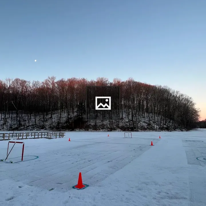 Early morning broomball and curling courts
