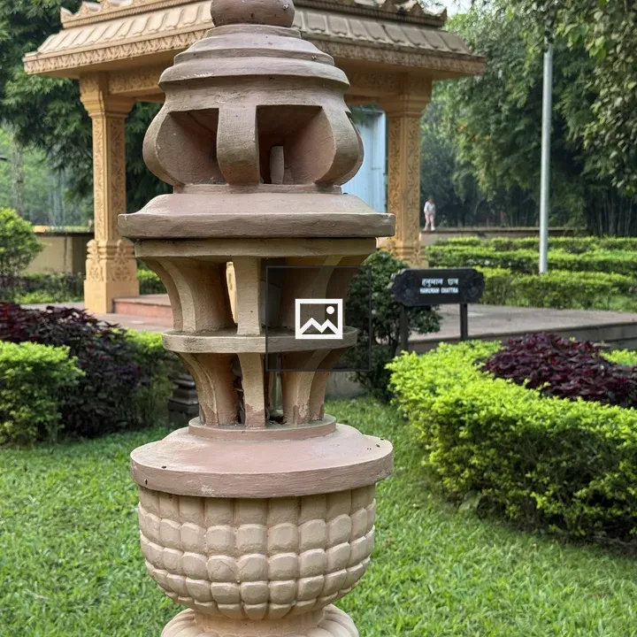Decorative terracotta lantern in garden