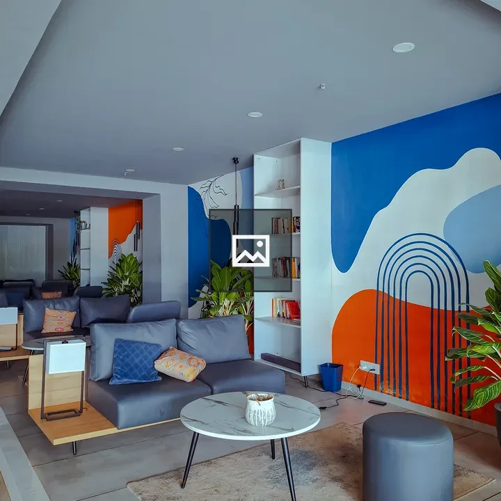 Modern office interior with couches
