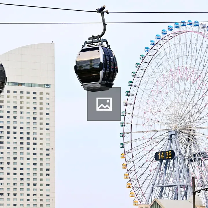 Ferris wheel and cable cars in Yokohama
