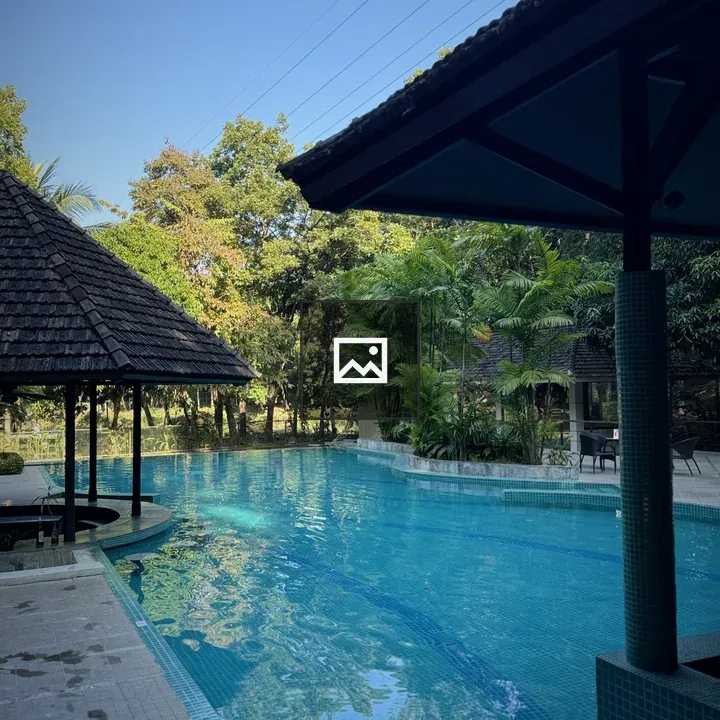 Swimming pool with surrounding greenery