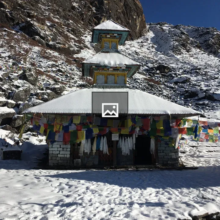 Snowy Prayer Flag Building