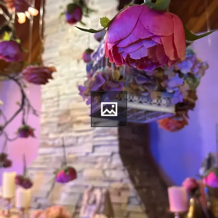 Interior with Hanging Silk Flowers