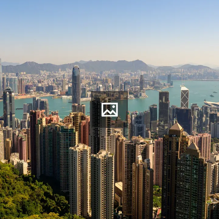 Harbor view of Hong Kong skyline