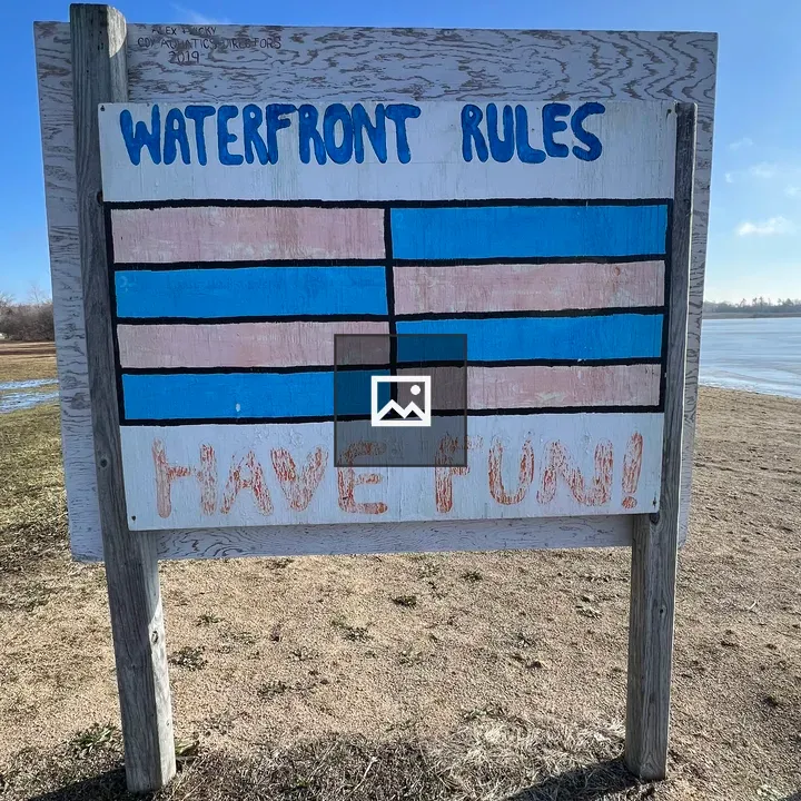 Handmade wood sign at Waterfront Rules