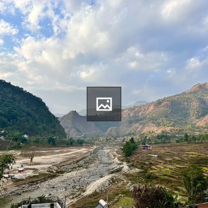 Riverbed with distant hills