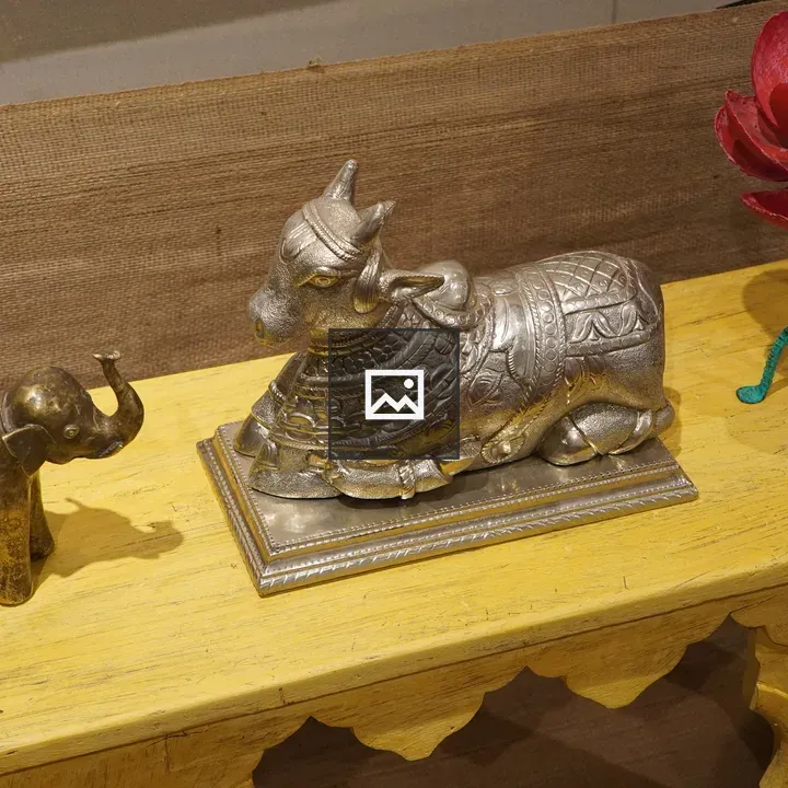 Copper Elephant Statue and Nandi on Table